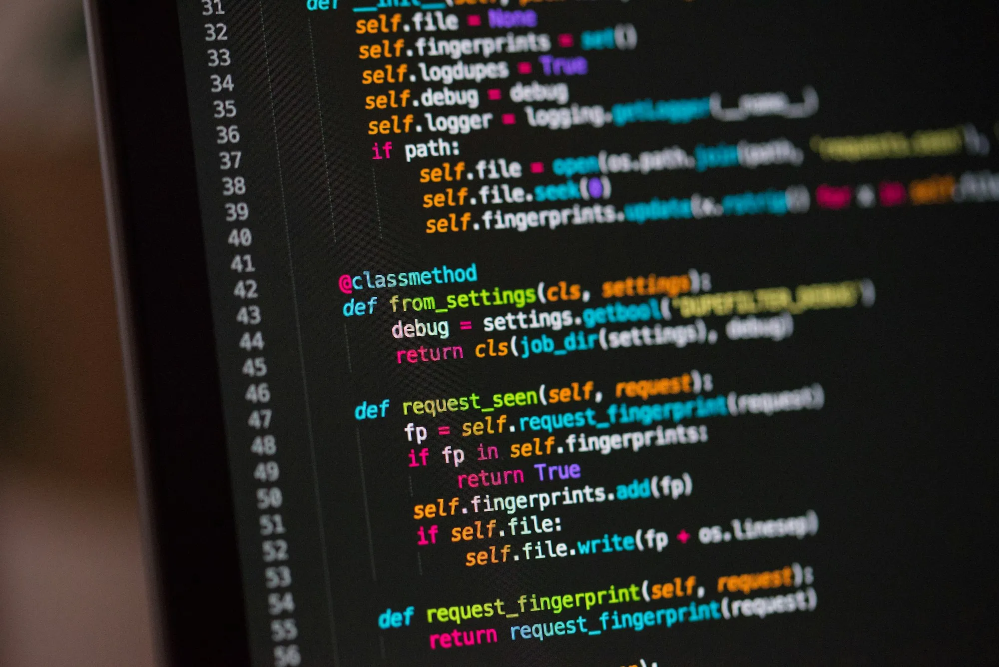 Service and request-handling code in an editor